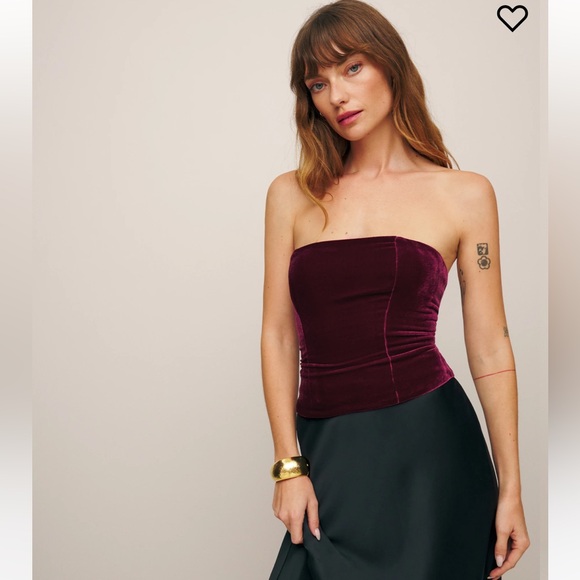 REFORMATION Giorgia Velvet Top Chianti 6 - Picture 2 of 6